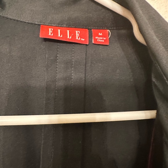 ELLE Trench-Coat Black Dress Coat Collar Pleats - Picture 5 of 8